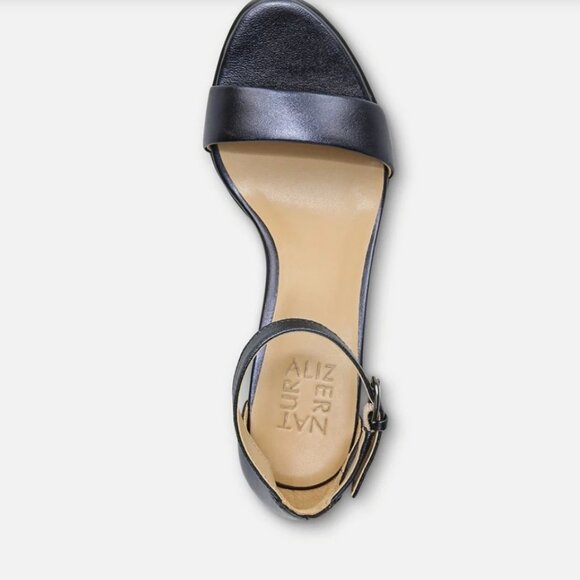 Naturalizer Vera Metallic French Navy Leather Ankle Strap Dress Sandals 6.5 NEW - Picture 3 of 11